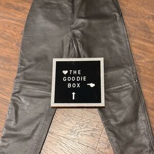 Harve Benard Black Leather Straight Leg Pants